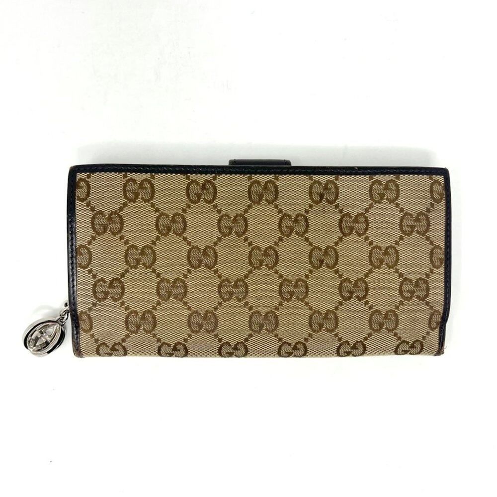 Gucci GG Monogram Canvas Zip Wallet‎ Black Leather Trim - Picture 4 of 12